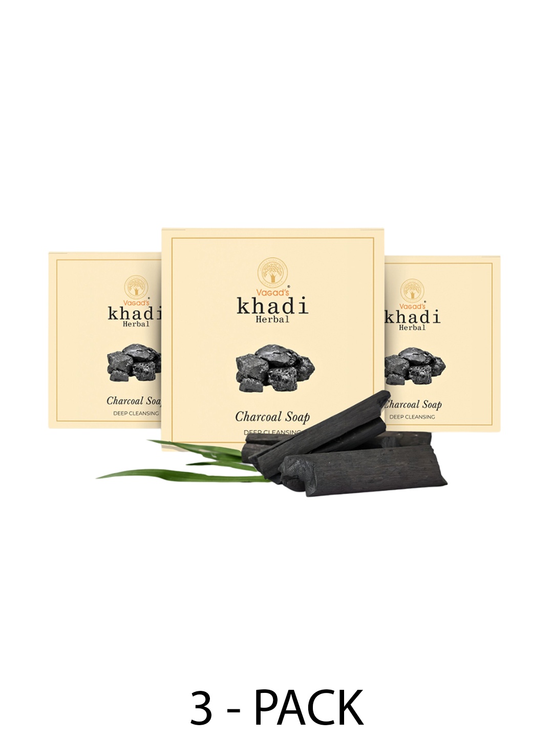 

Vagads Herbal Set of 3 Charcoal Soap for Deep Cleansing - 100 g each, Beige