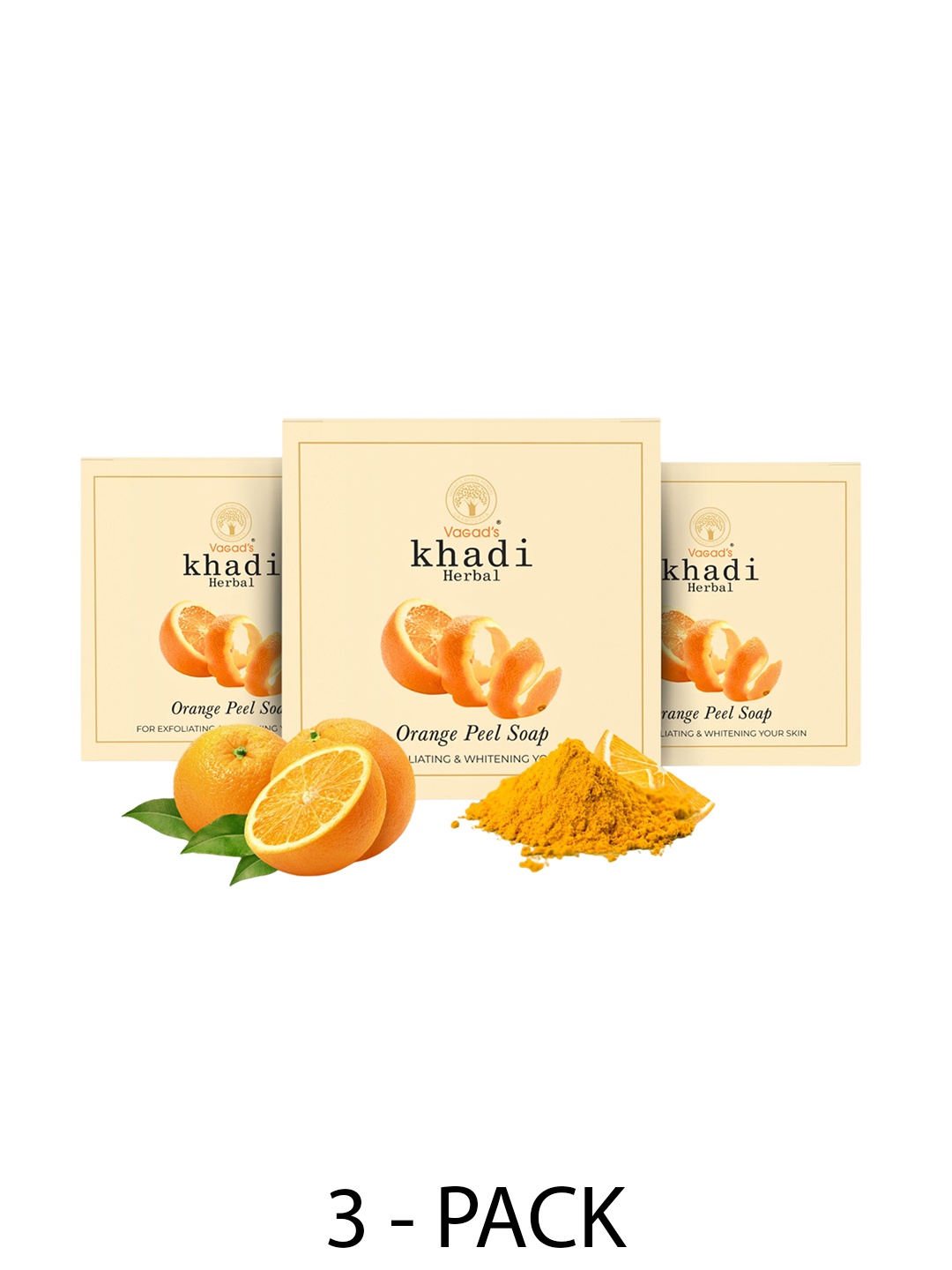 

Vagads Herbal Set of 3 Orange Peel Soap for Exfoliating & Whitening - 100 g each, Beige