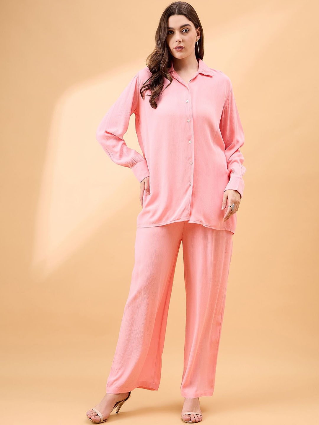

all about you Long Sleeves Shirt With Palazzos, Pink