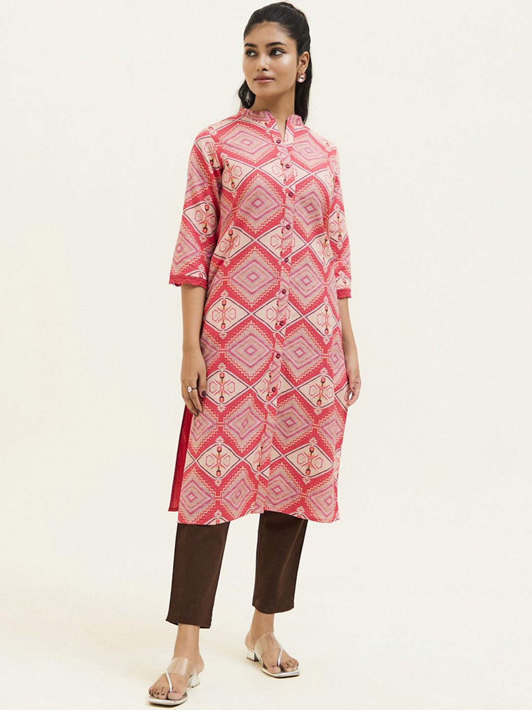 

Jaipur Kurti Cotton Straight Kurta, Coral