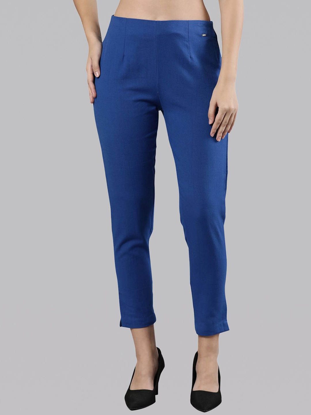 

Femmora Women High-Rise Comfort Pleated Trousers, Blue