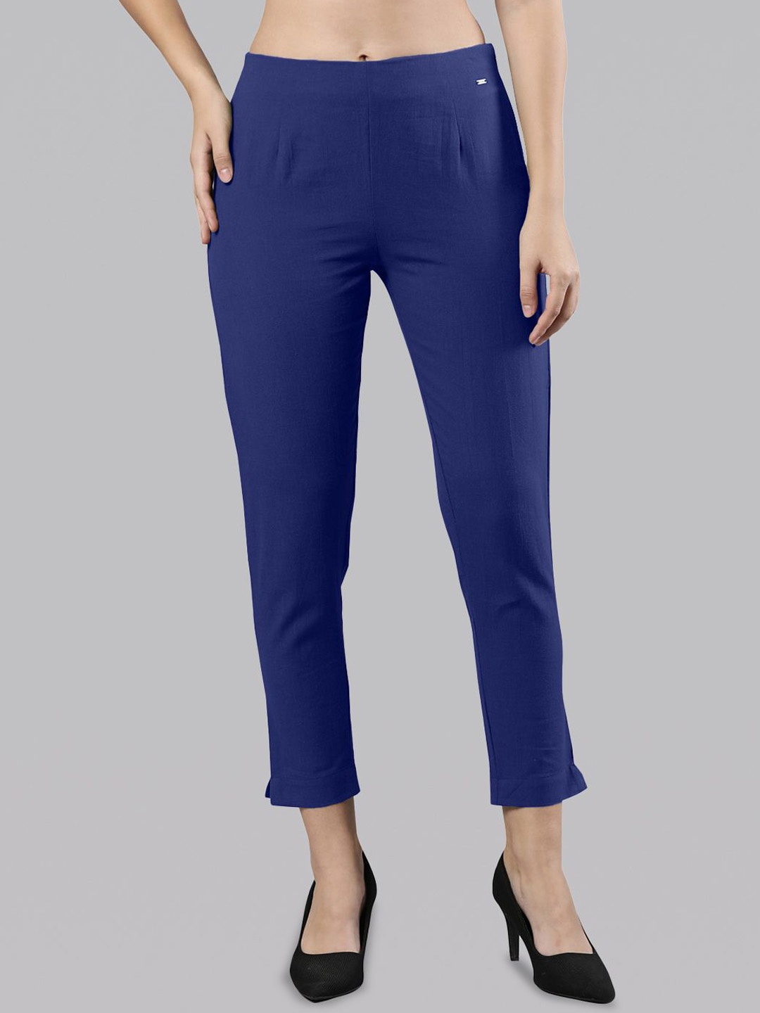 

Femmora Women Mid-Rise Slim Fit Comfort Trousers, Blue