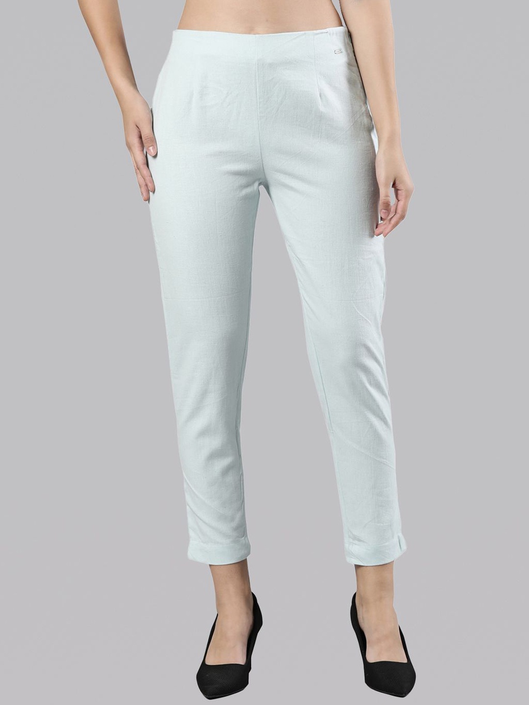 

Femmora Women Comfort Cigarette Trousers, Blue