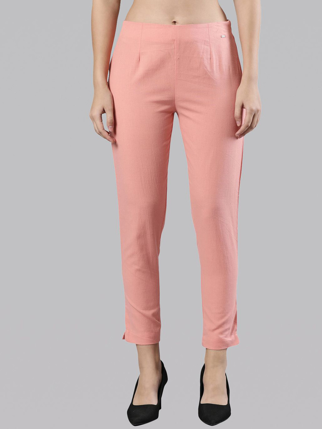 

Femmora Women Comfort Mid Rise Cigarette Trouser, Rose