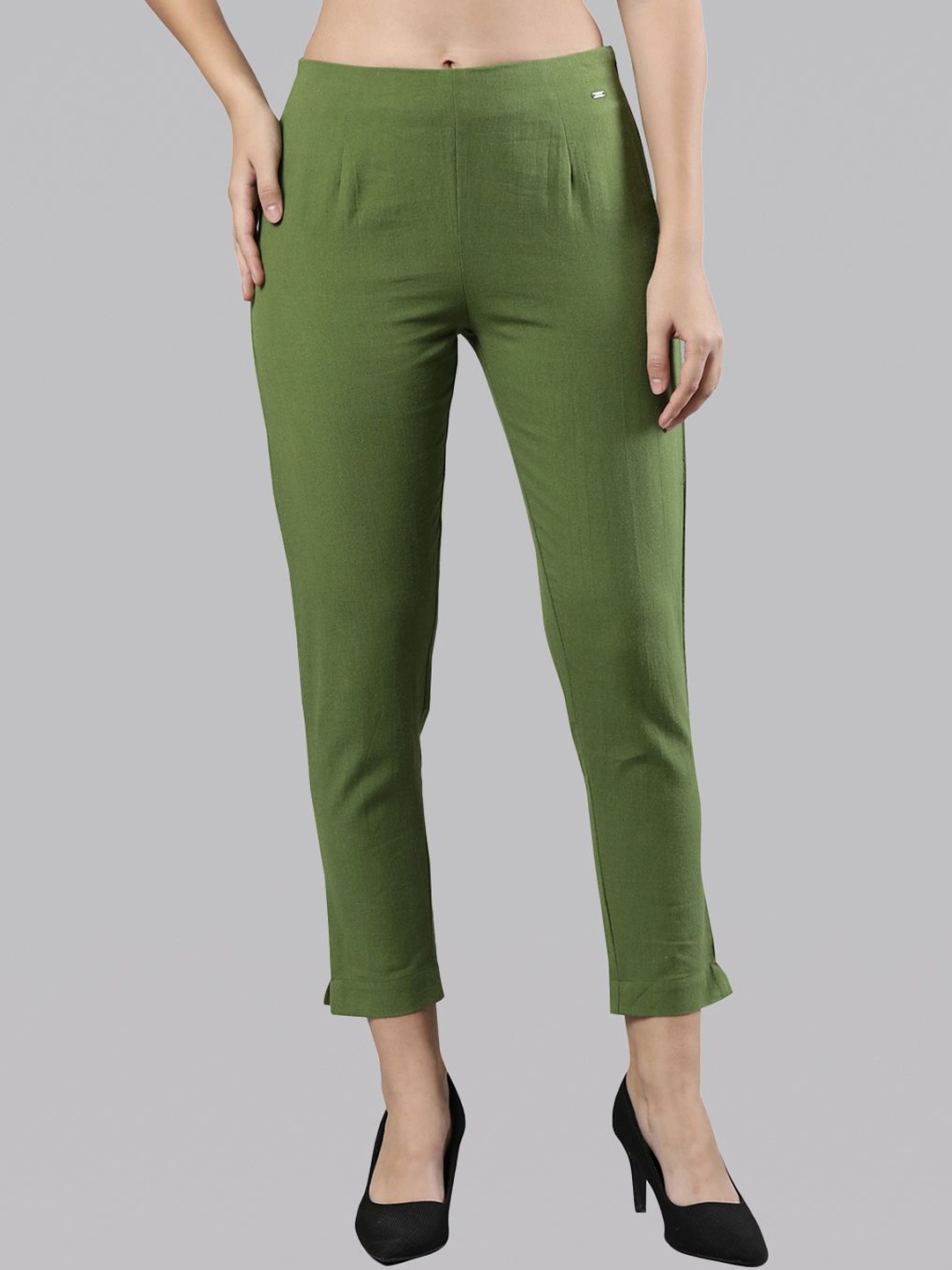 

Femmora Women Comfort Regular Fit Trousers, Green