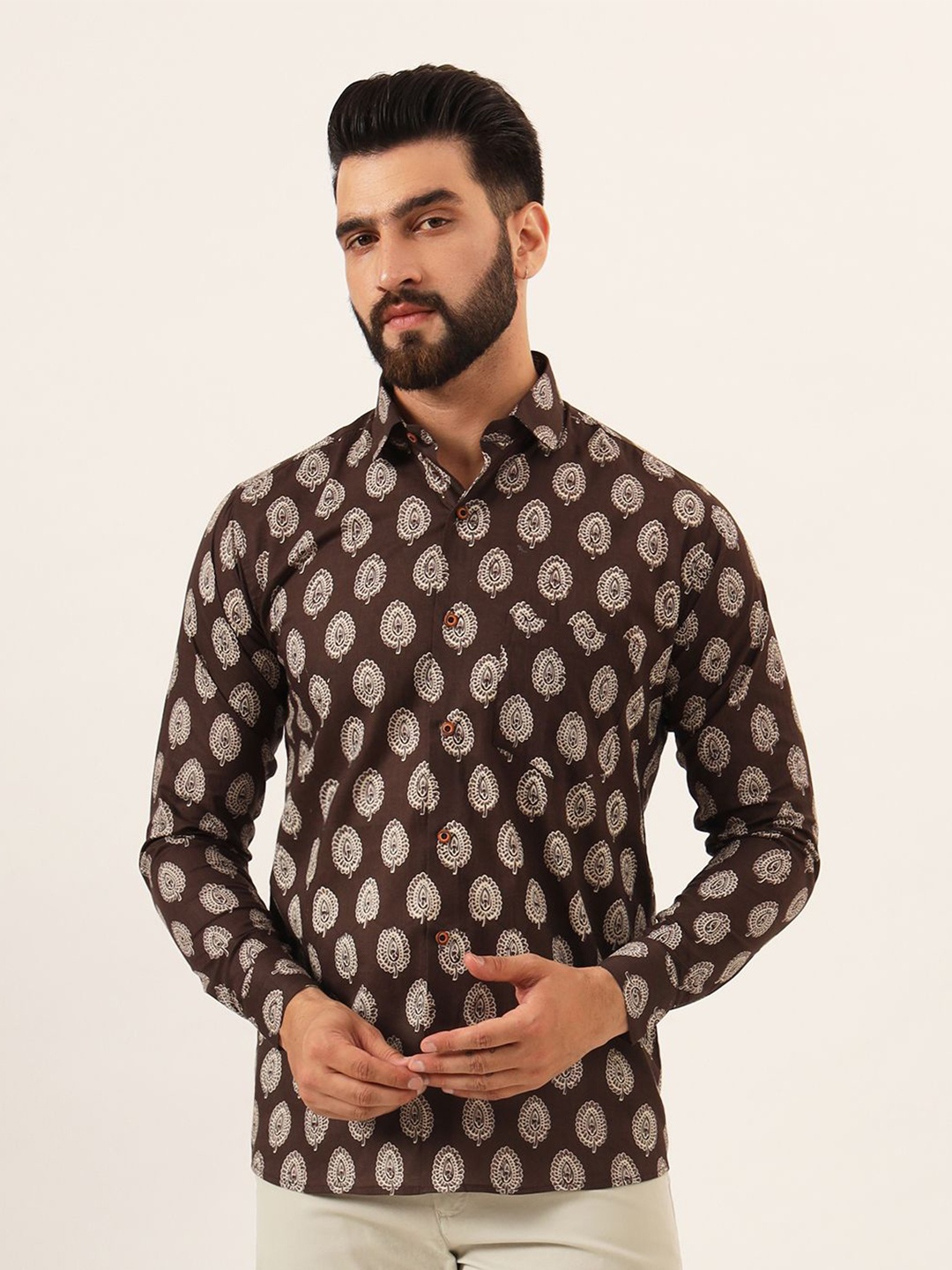 

MILLENNIAL MEN Men Comfort Printed Casual Shirt, Brown