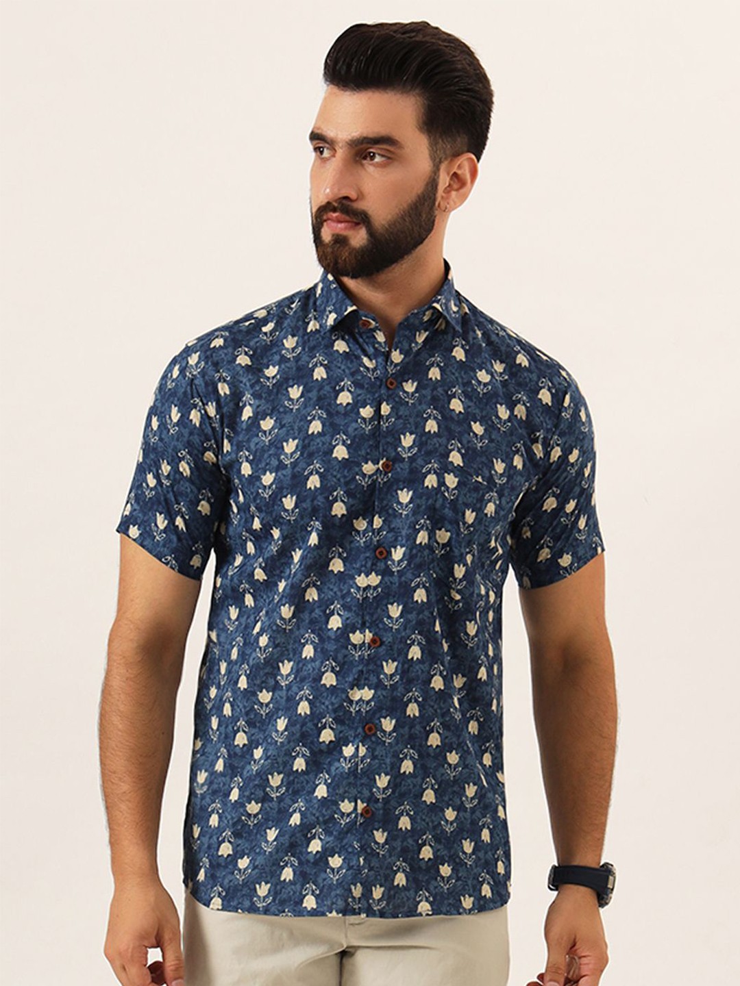 

MILLENNIAL MEN Men Comfort Sheer Printed Casual Shirt, Blue