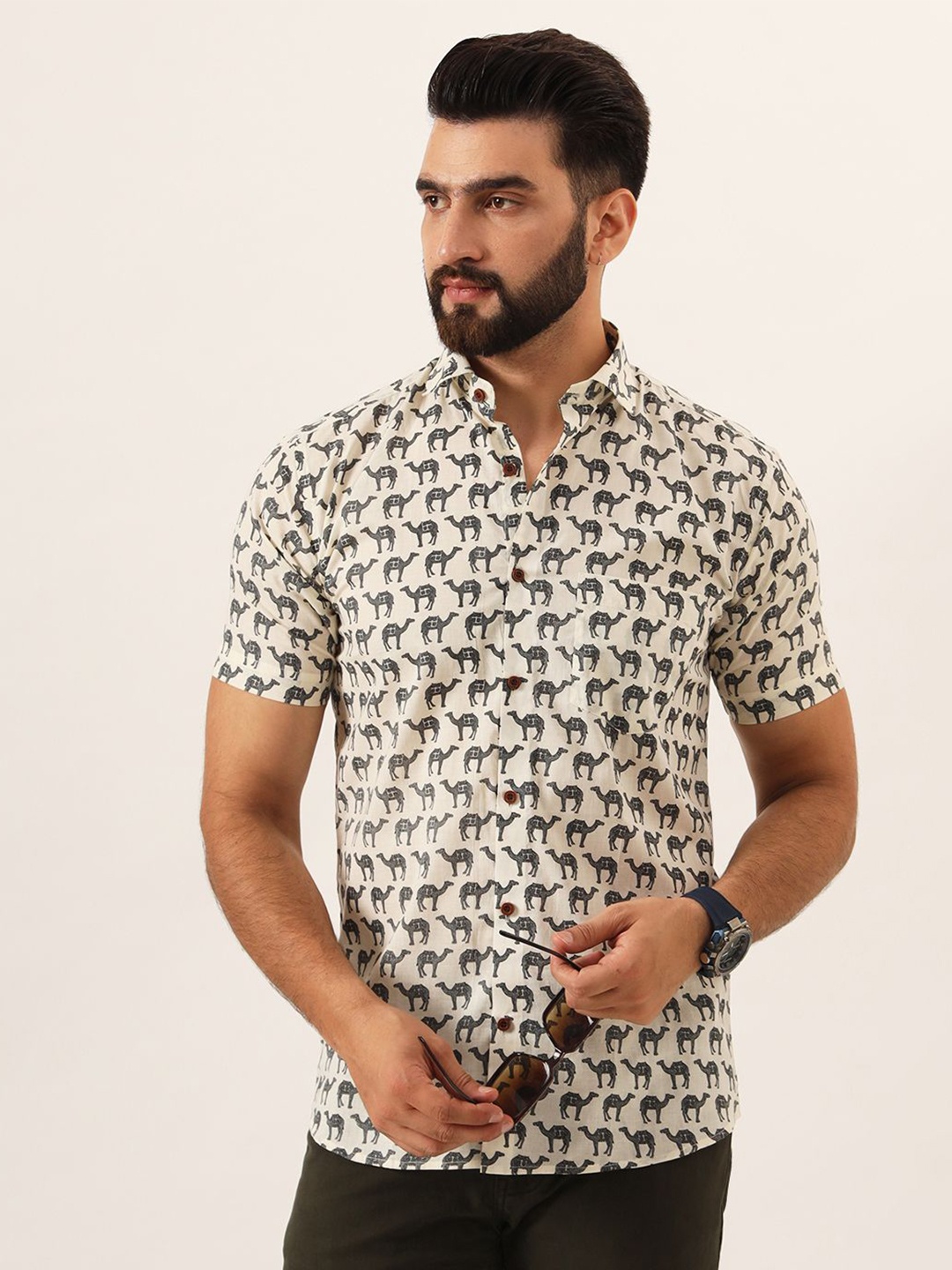 

MILLENNIAL MEN Men Comfort Printed Casual Shirt, White