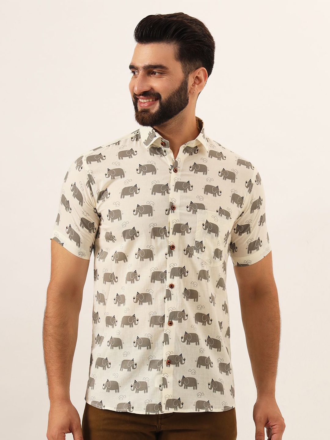 

MILLENNIAL MEN Men Comfort Quirky Printed Casual Shirt, White