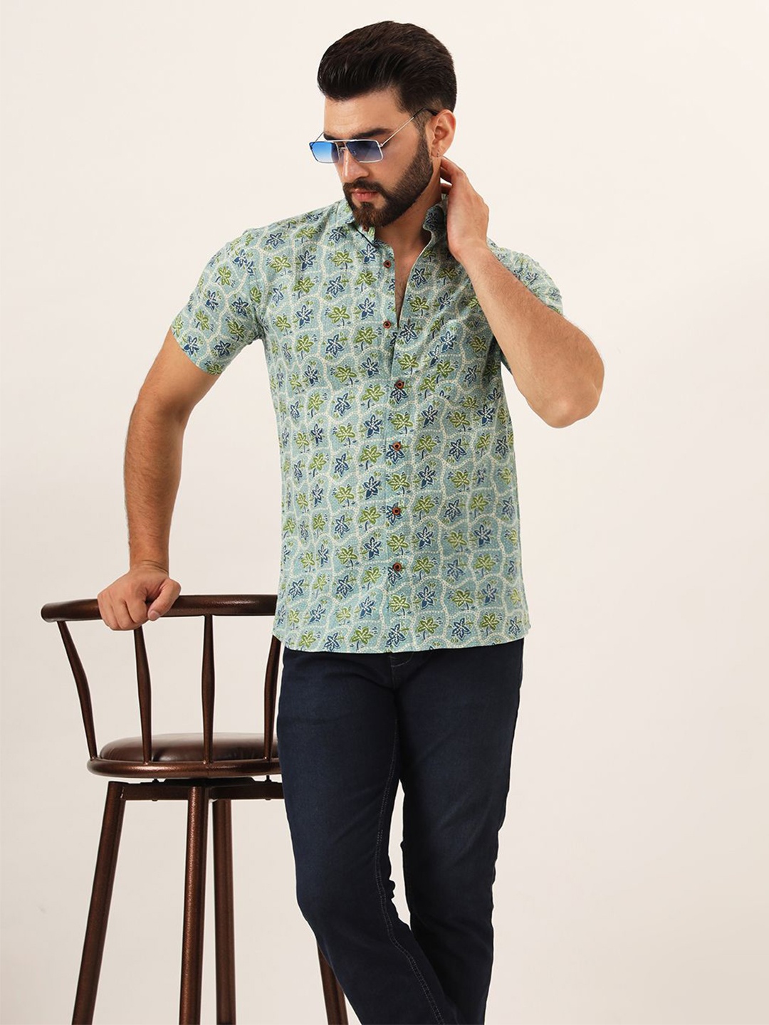 

MILLENNIAL MEN Comfort Sheer Printed Casual Shirt, Black