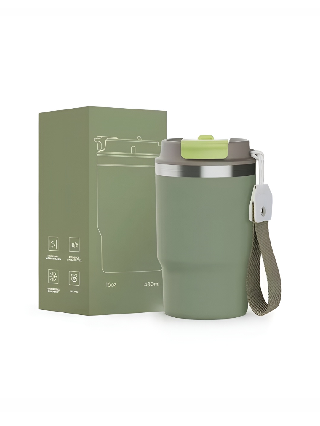 

YELONA Green & Brown Dishwasher Safe Matte Finish Stainless Steel Coffee Tumbler 420 ml