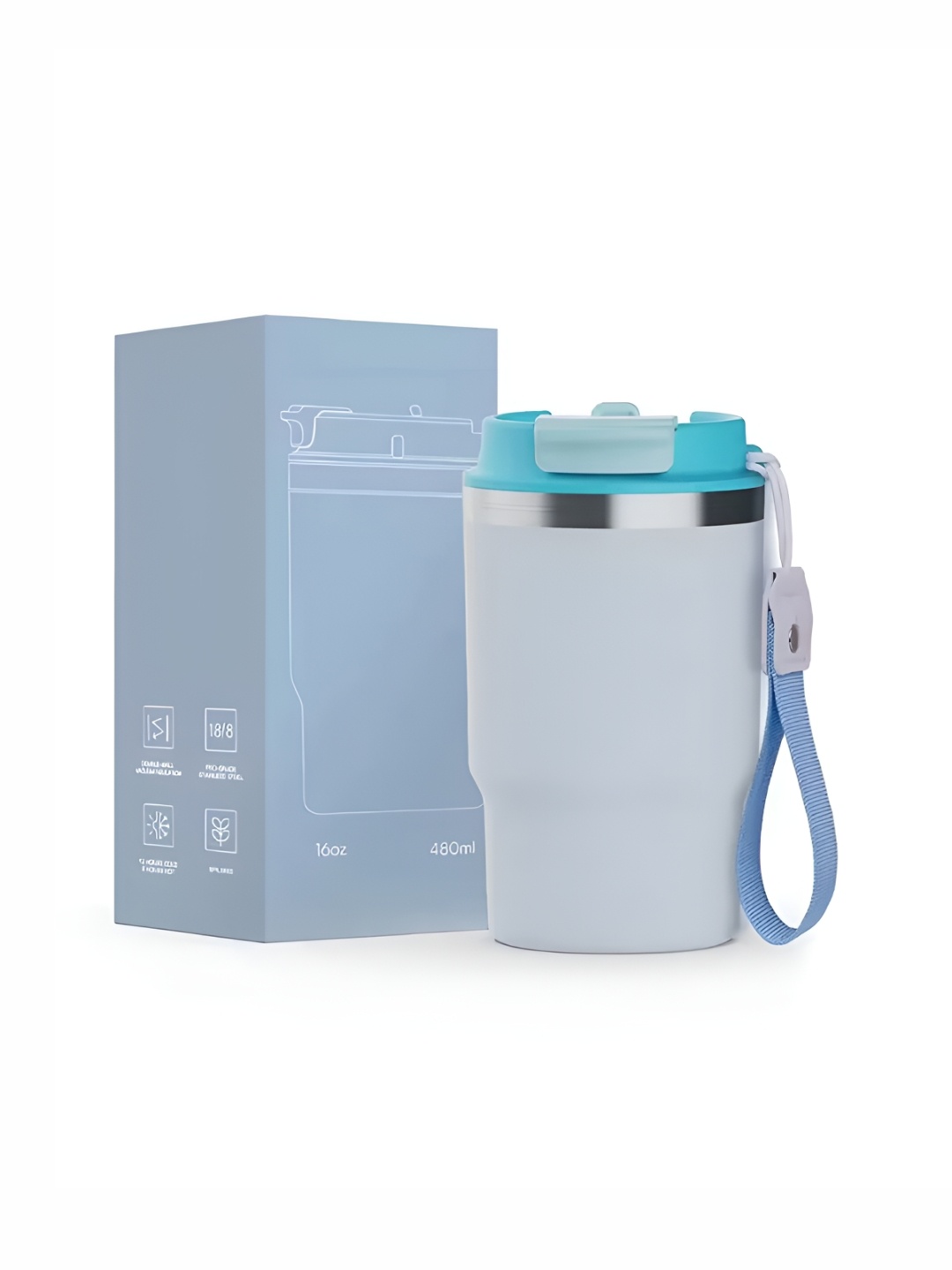 

YELONA Blue Dishwasher Safe Matte Finish Stainless Steel Coffee Tumbler 480 ml
