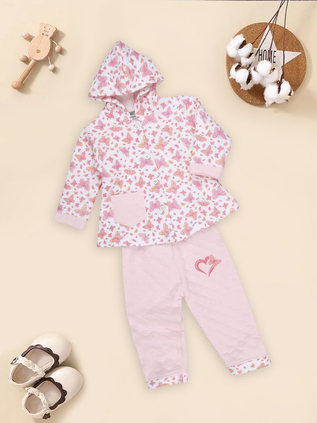 

MeeMee Girls Printed T-shirt with Trousers, Pink