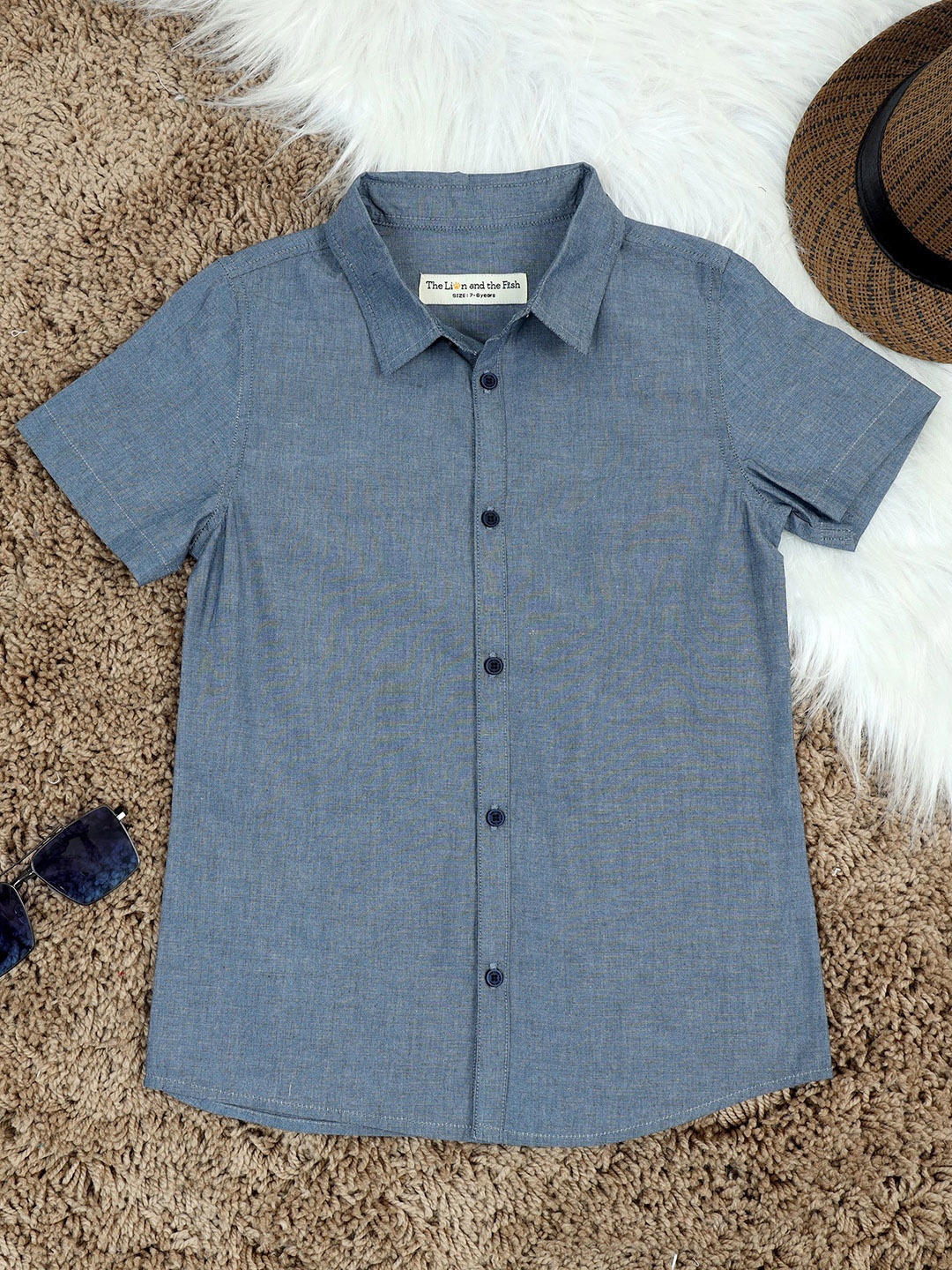 

The Lion and The Fish Boys Comfort Cotton Opaque Casual Shirt, Grey