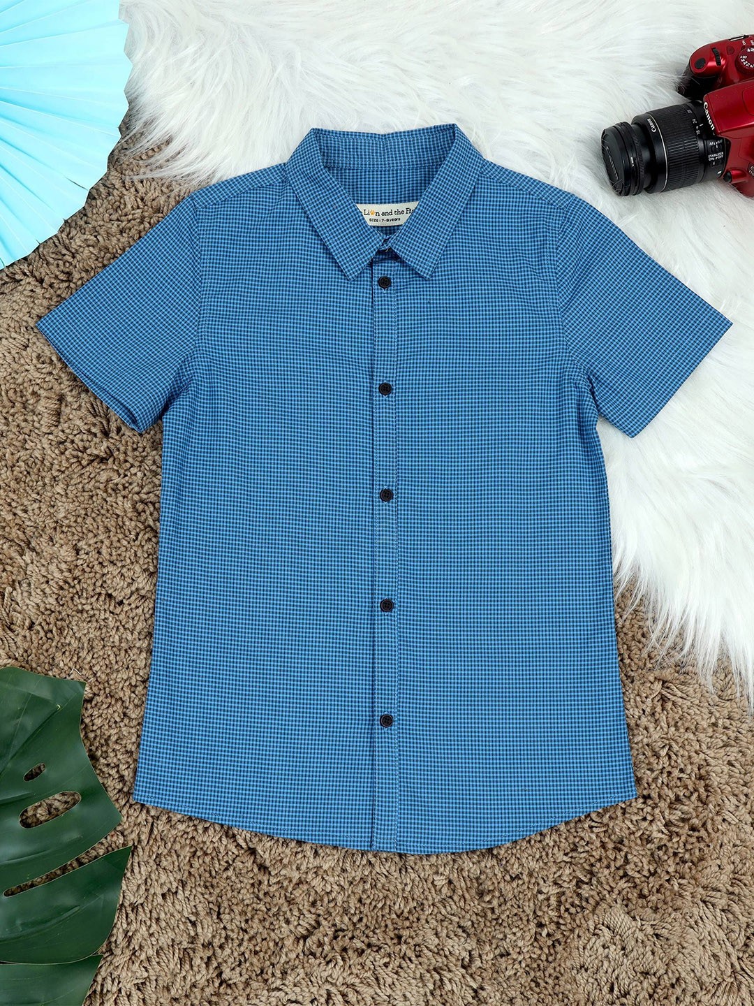 

The Lion and The Fish Boys Comfort Checked Casual Shirt, Blue