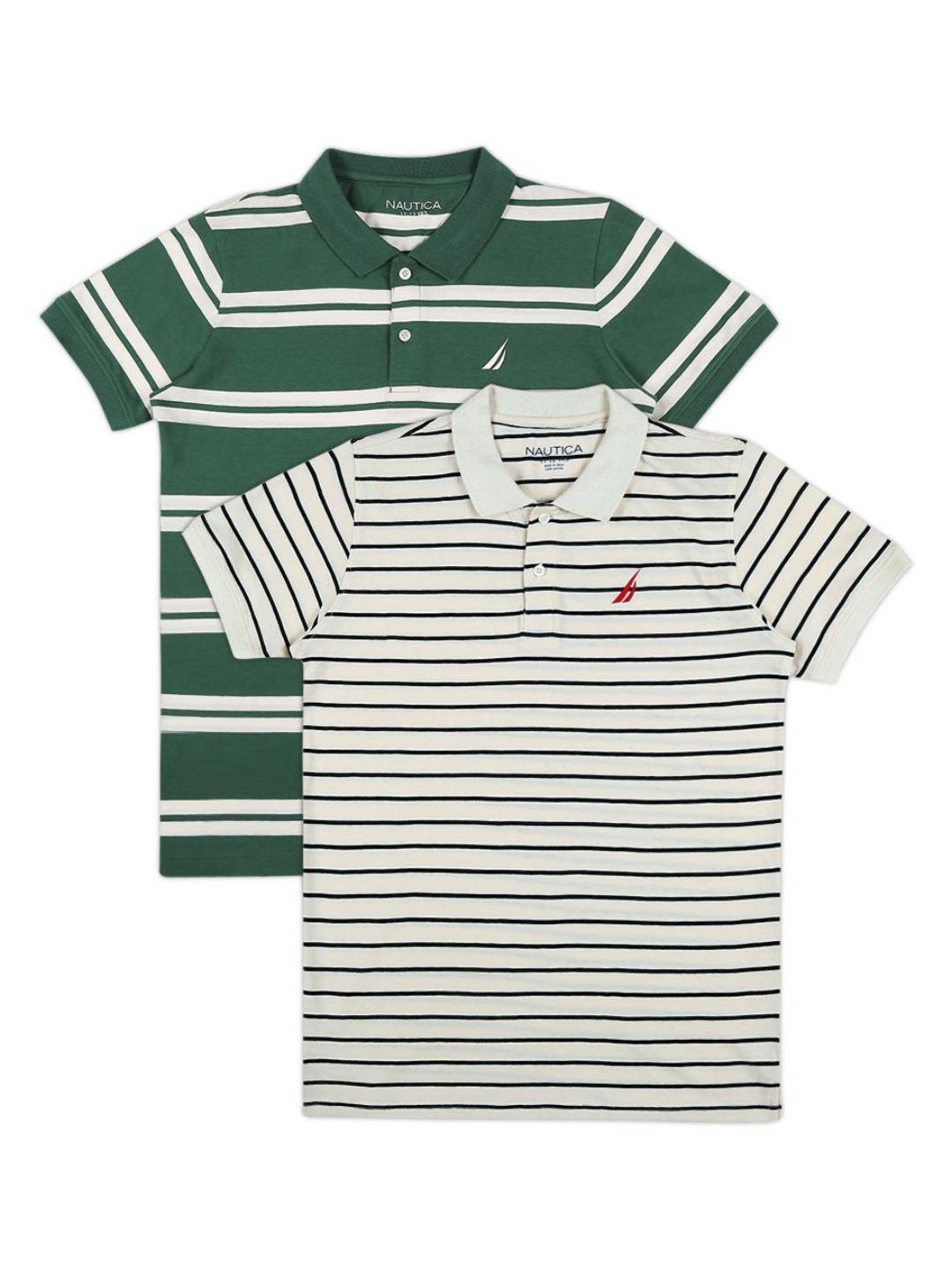 

Nautica Boys 2 Striped Polo Collar T-shirt, Off white