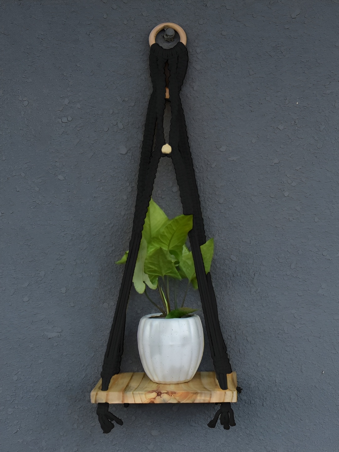 

Gathari Black & Beige Wooden Wall Shelf