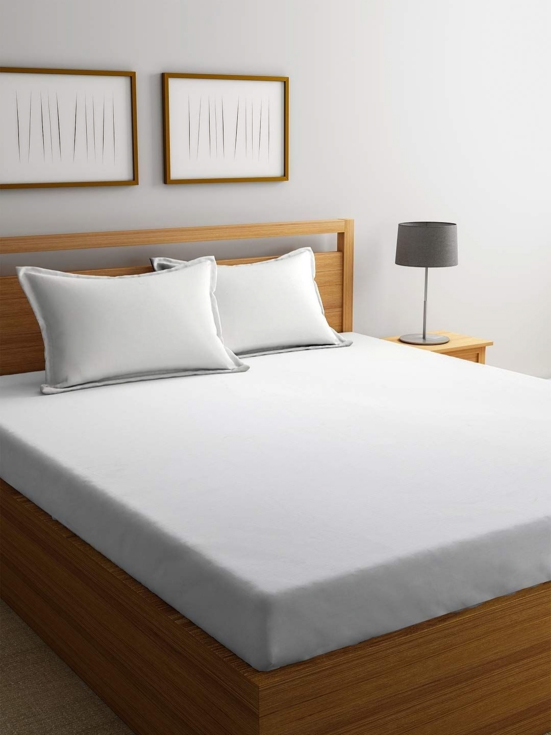 

JARS Collections White 200 TC Cotton Double King Bedsheet with 2 Pillow Covers