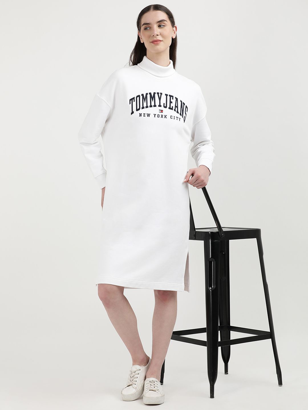 

Tommy Hilfiger Mock Neck T-shirt Midi Dress, White