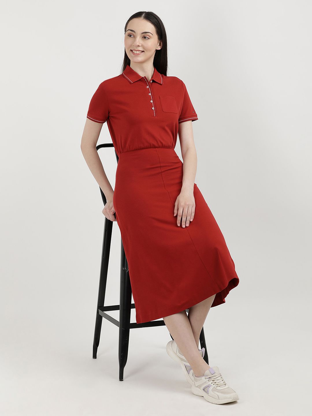 

Tommy Hilfiger Fit & Flare Midi Dress, Red