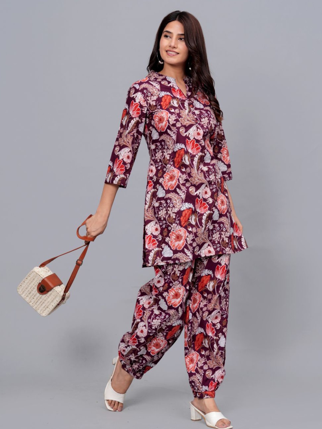 

FCV Ethnic Motifs Printed Co-ord Set, Maroon