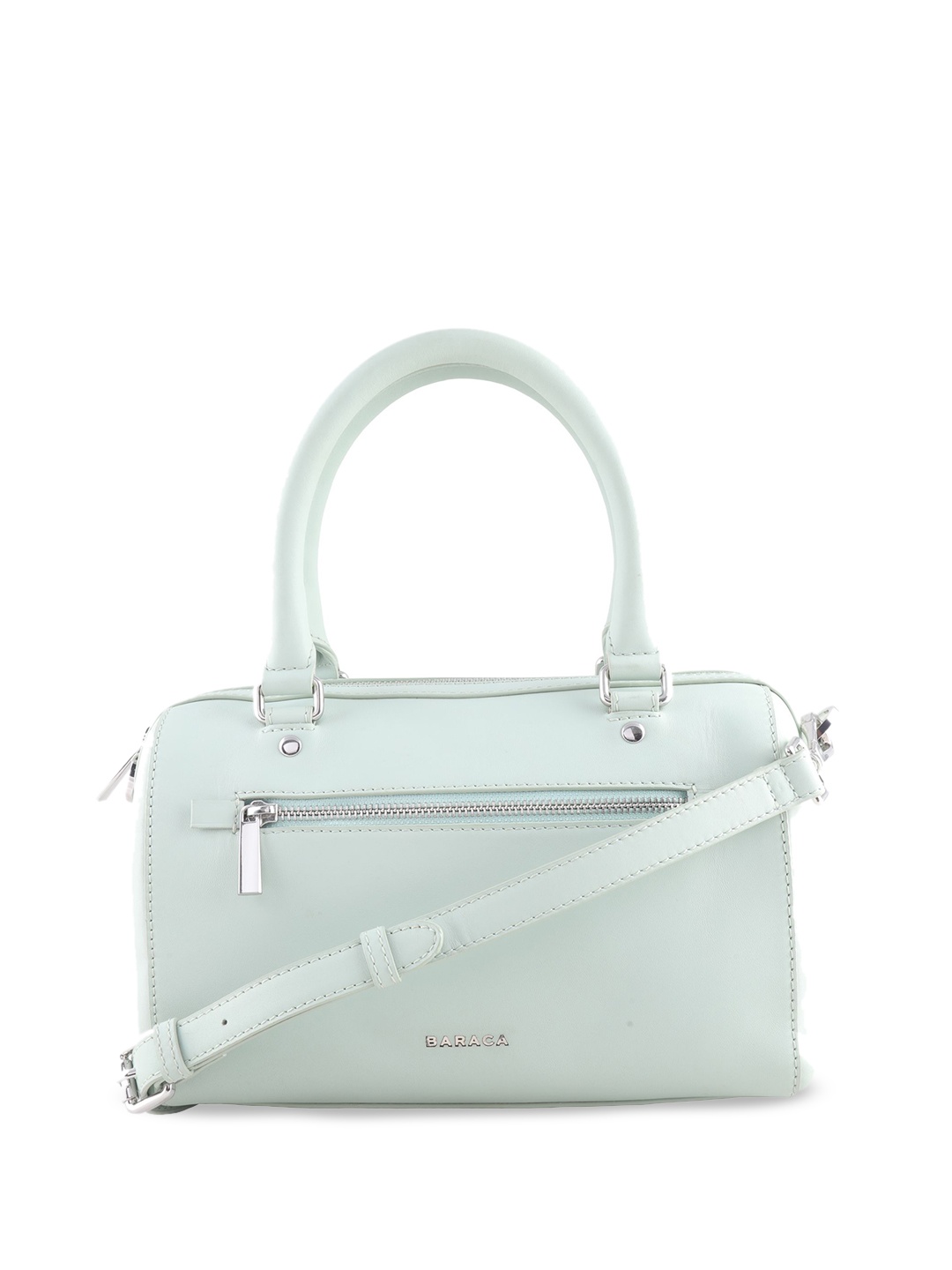 

Baraca Leather Structured Handheld Bag, Sea green