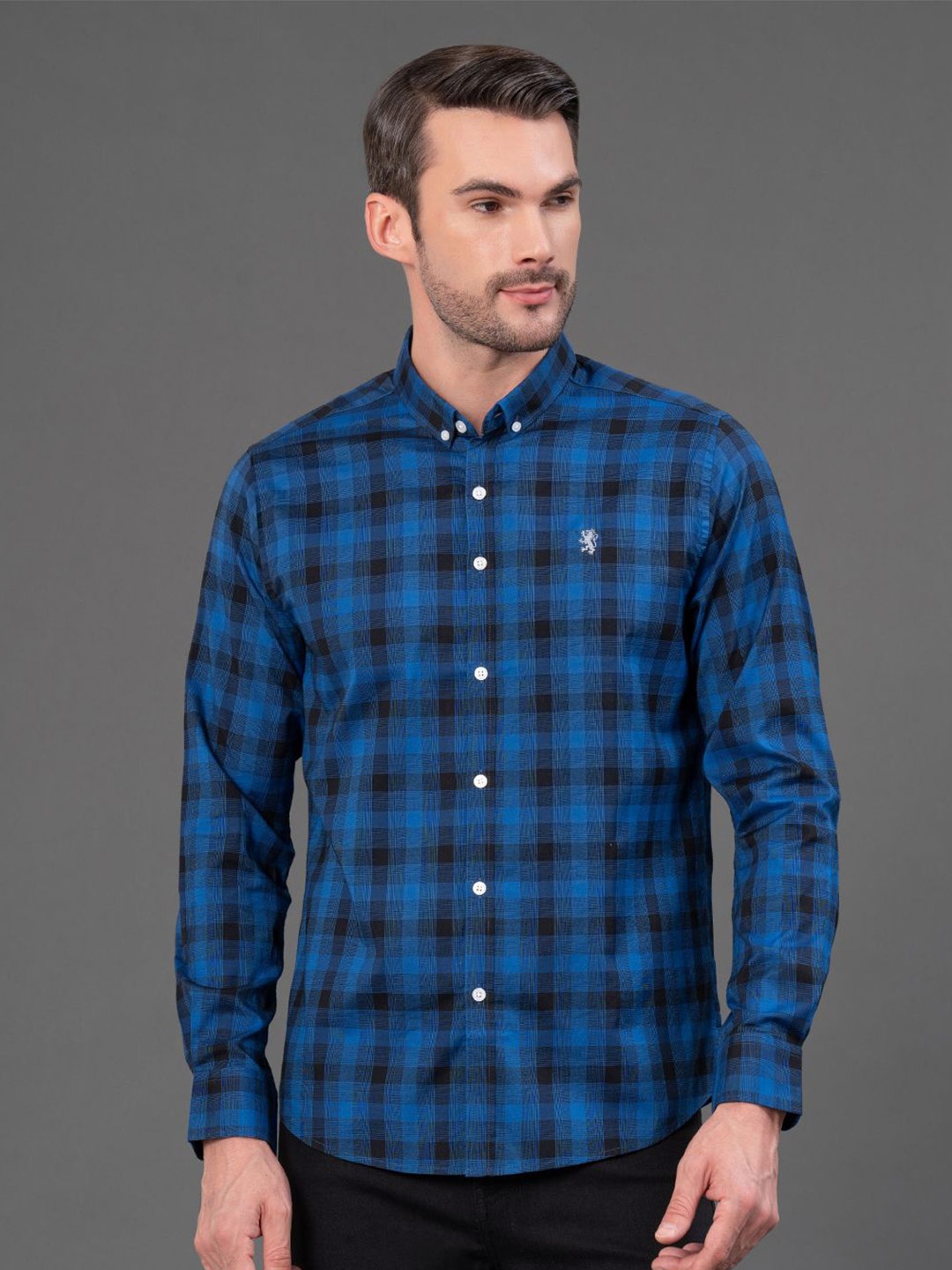 

Red Tape Men Buffalo Checks Opaque Checked Casual Shirt, Blue