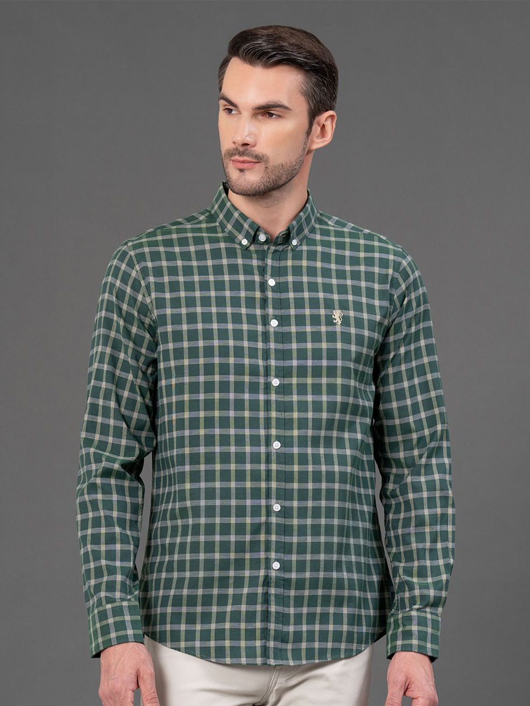 

Red Tape Men Tartan Checks Casual Shirt, Green