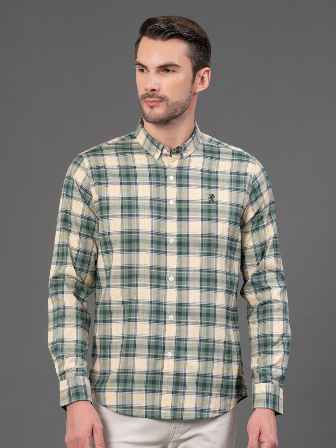 

Red Tape Men Tartan Checks Casual Shirt, Green