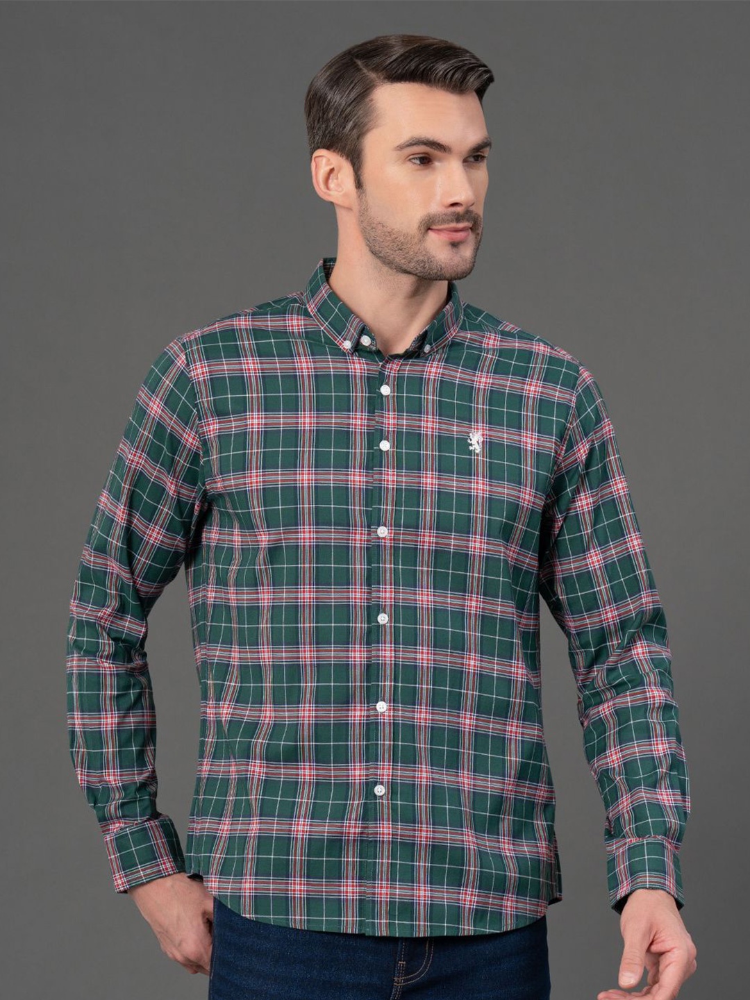 

Red Tape Men Tartan Checks Opaque Checked Casual Shirt, Green