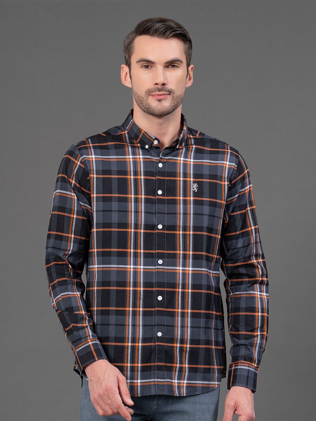 

Red Tape Men Tartan Checks Checked Casual Shirt, Charcoal