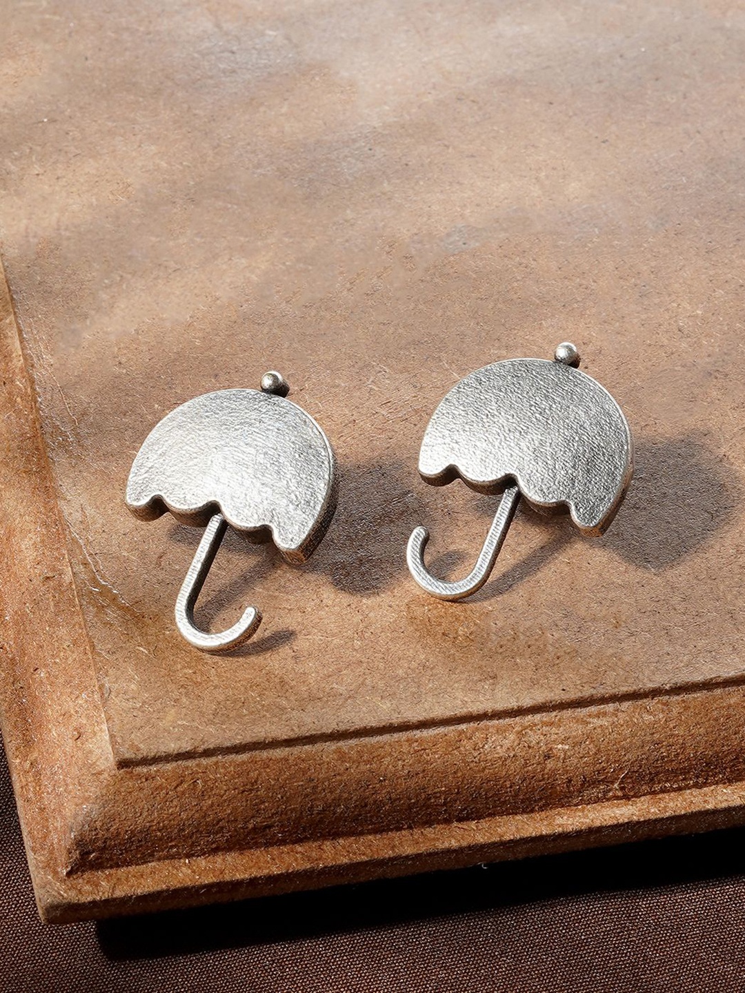 

TEEJH Oxidised Dome Shaped Studs, Silver