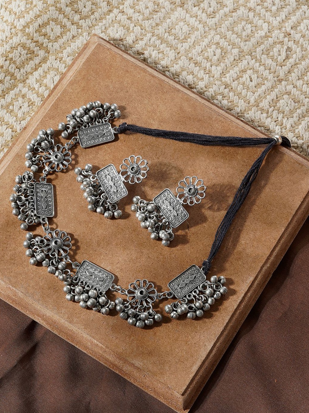 

TEEJH Jashn Oxidised Jewellery Set, Silver