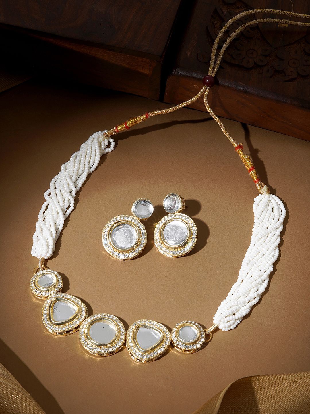 

TEEJH Bandhan Stone-Studded & Beaded Jewellery Set, Gold