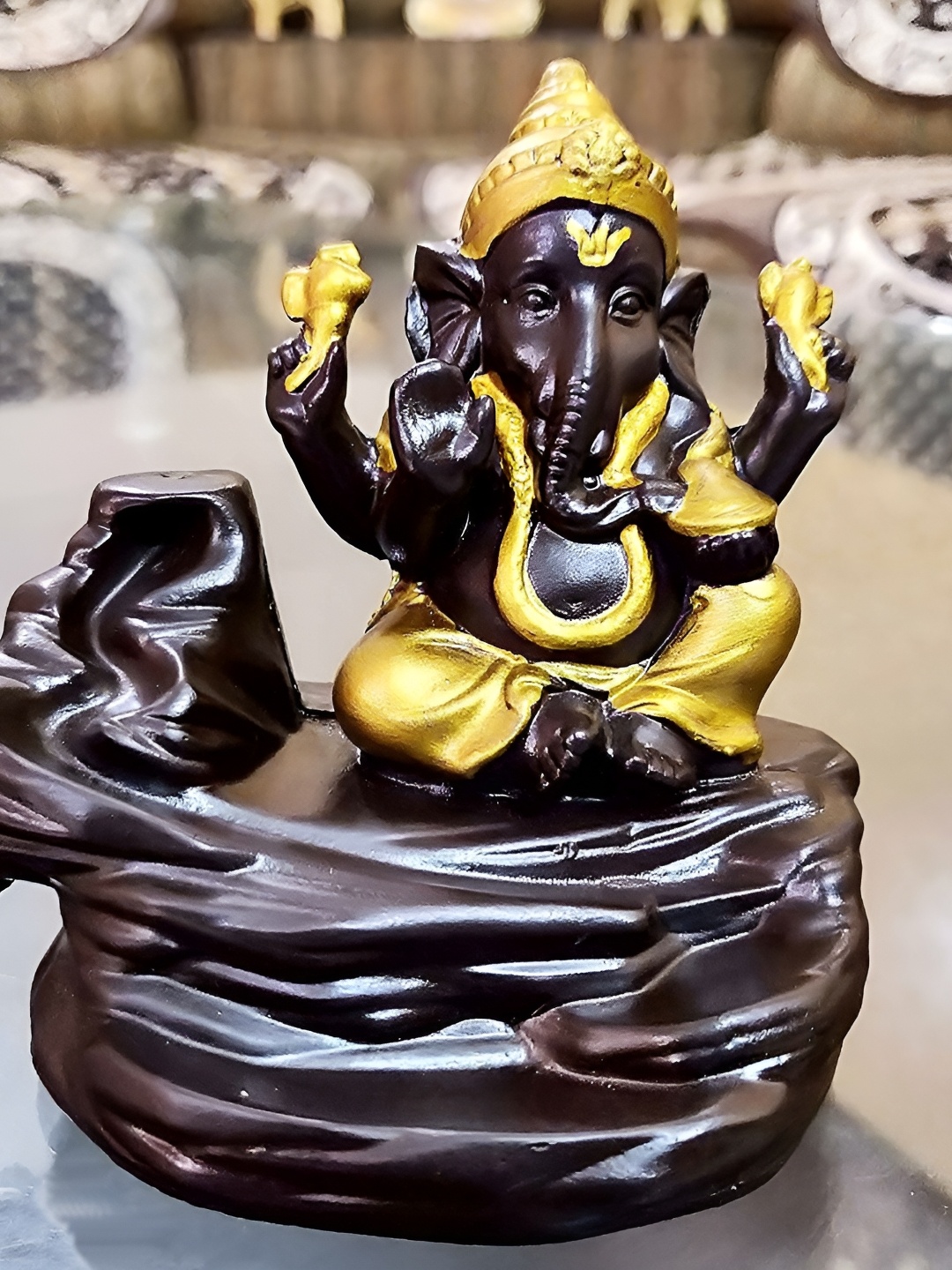 

DALUCI Brown Smoke Fountain Ganesha Backflow Incense Burner Showpiece