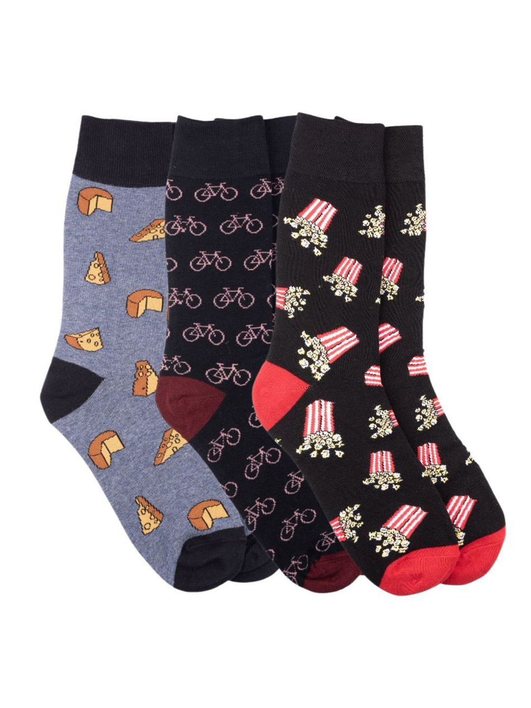 

The Tie Hub Pack Of 3 Patterned Calf Length Socks, Grey