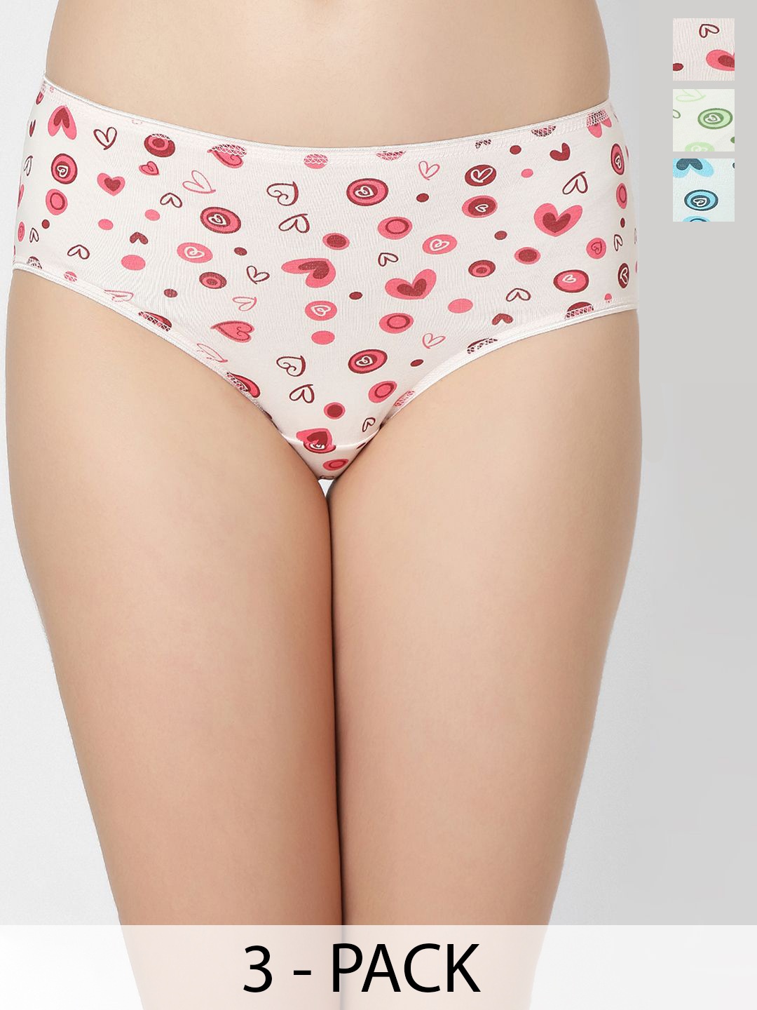 

Juliet Pack Of 3 Printed Cotton Hipster Briefs 6984-4XL, White