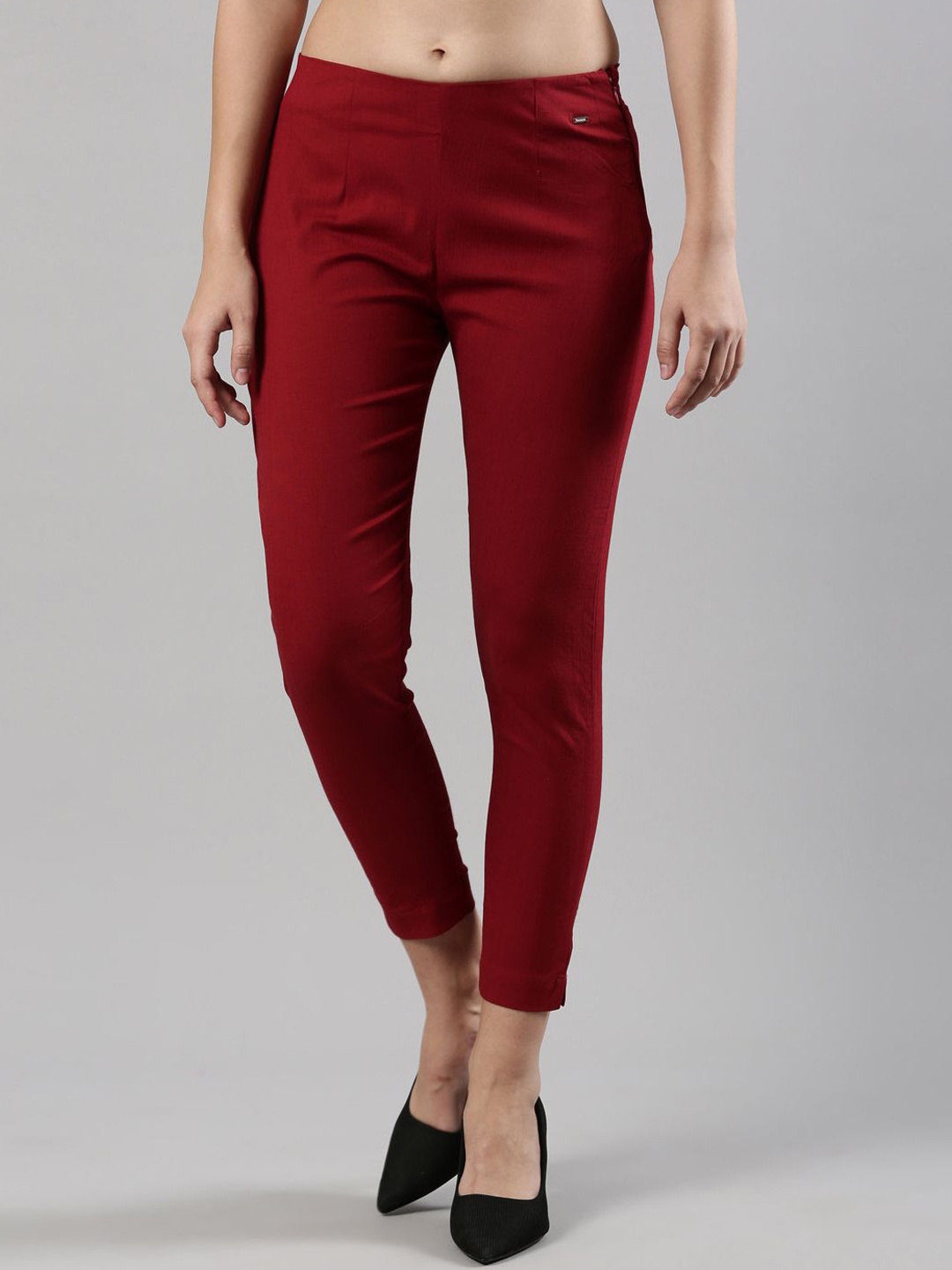 

Femmora Women Solid Comfort Regular Fit Trousers, Maroon