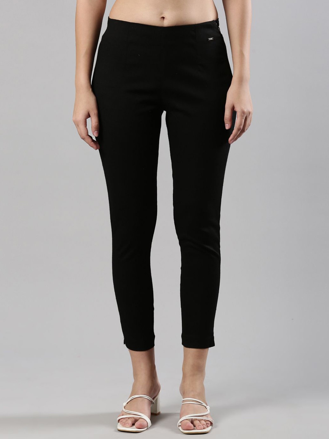 

Femmora Women Comfort Regular Fit Trousers, Black