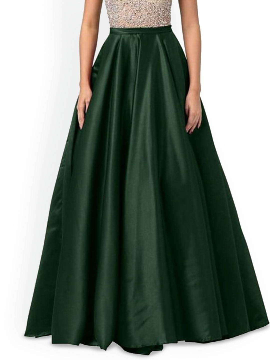 

TILISM Women's High Waist A-Line Maxi Skirt, Green