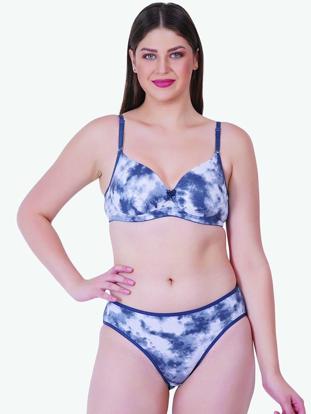 

Reveira Women Mid-Rise Heavily-Padded Lingerie Set SAYNAD3_159_30, Navy blue
