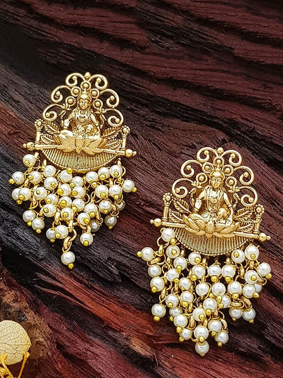 

GRIIHAM Gold-Plated Beaded Contemporary Drop Earrings