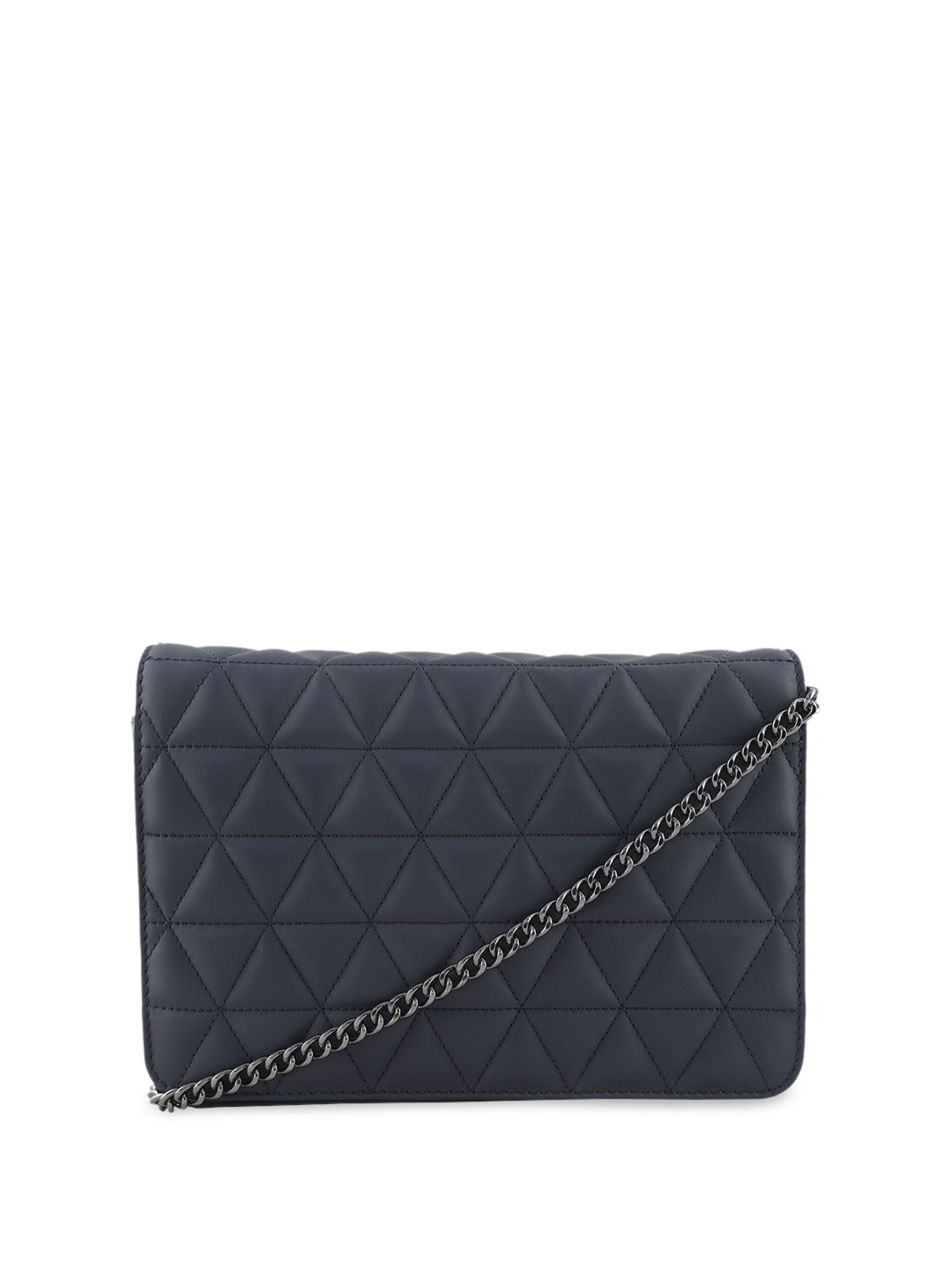

Baraca Geometric Textured Leather Structured Sling Bag with Quilted, Navy blue