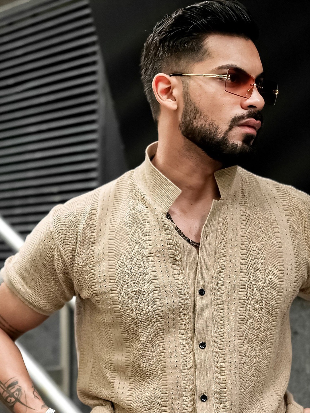 

Maniac Men Comfort Slim Fit Casual Shirt, Beige