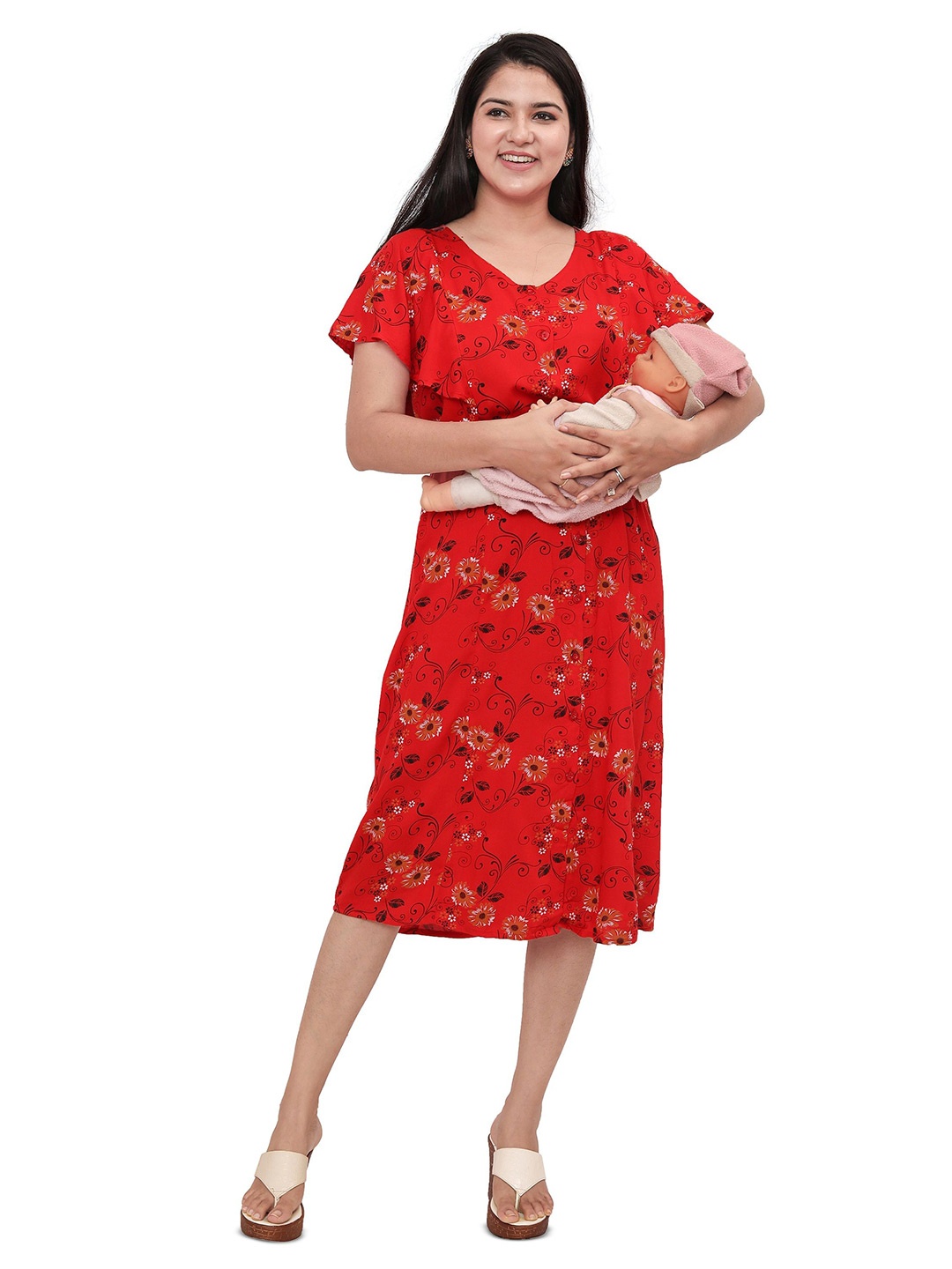 

mama & bebe Maternity Feeding Dress, Red