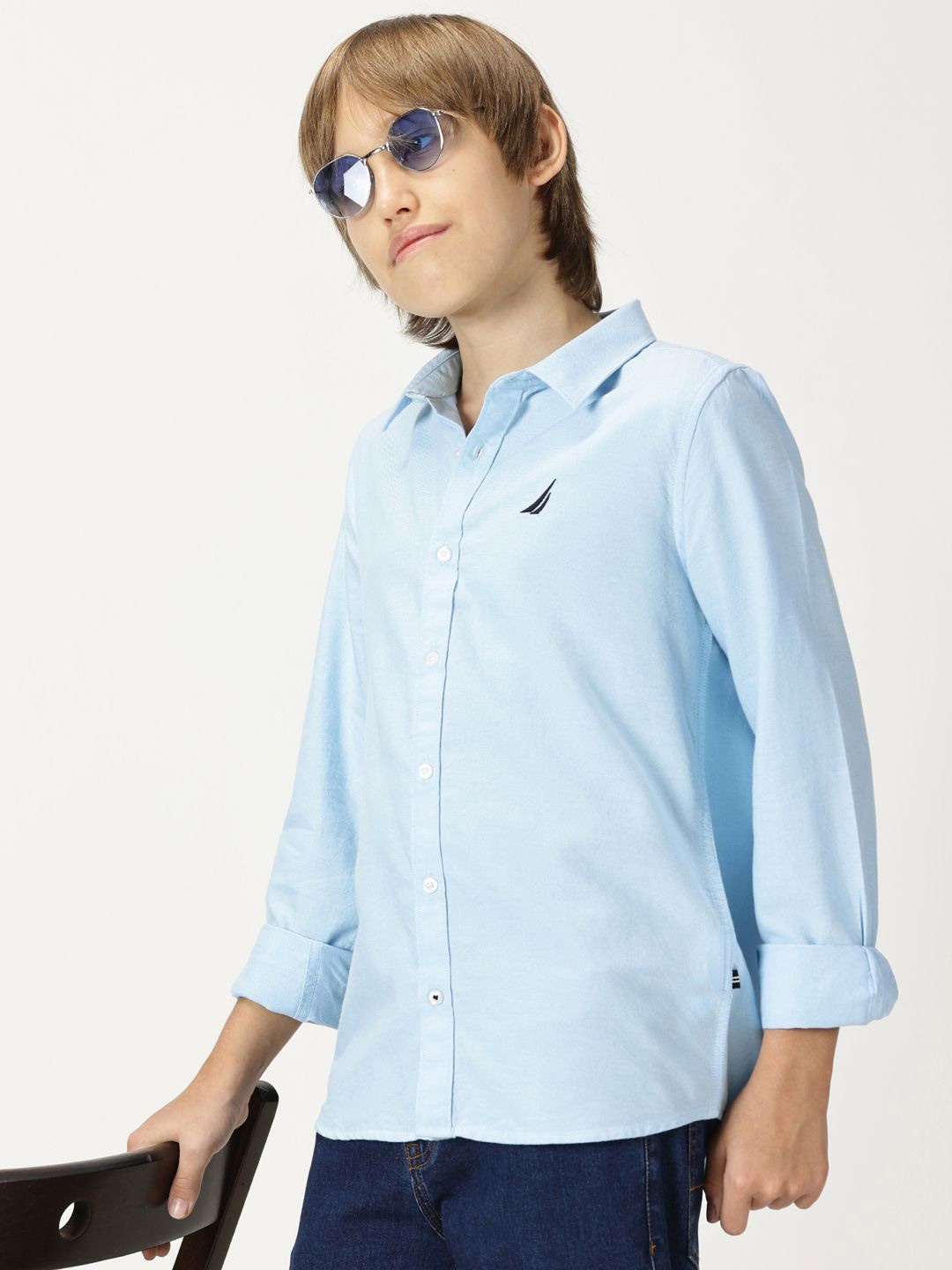 

Nautica Boys Premium Opaque Casual Shirt, Blue