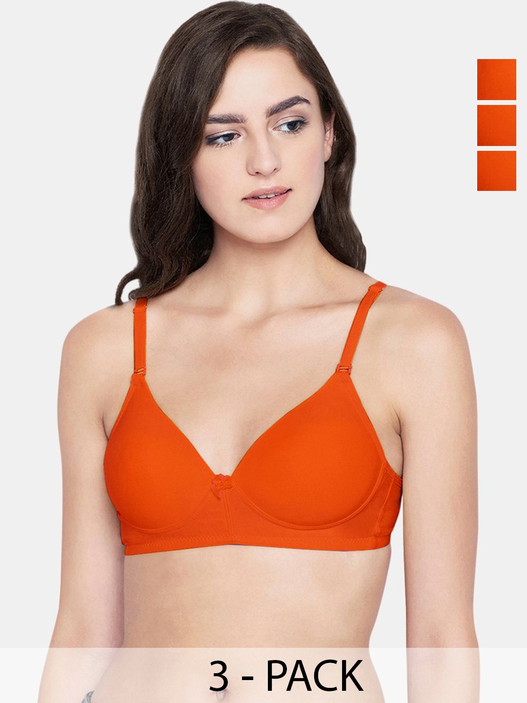 

Bodycare Women Solid Full Coverage 3 Pcs Heavily Padded T-shirt Bra, Orange