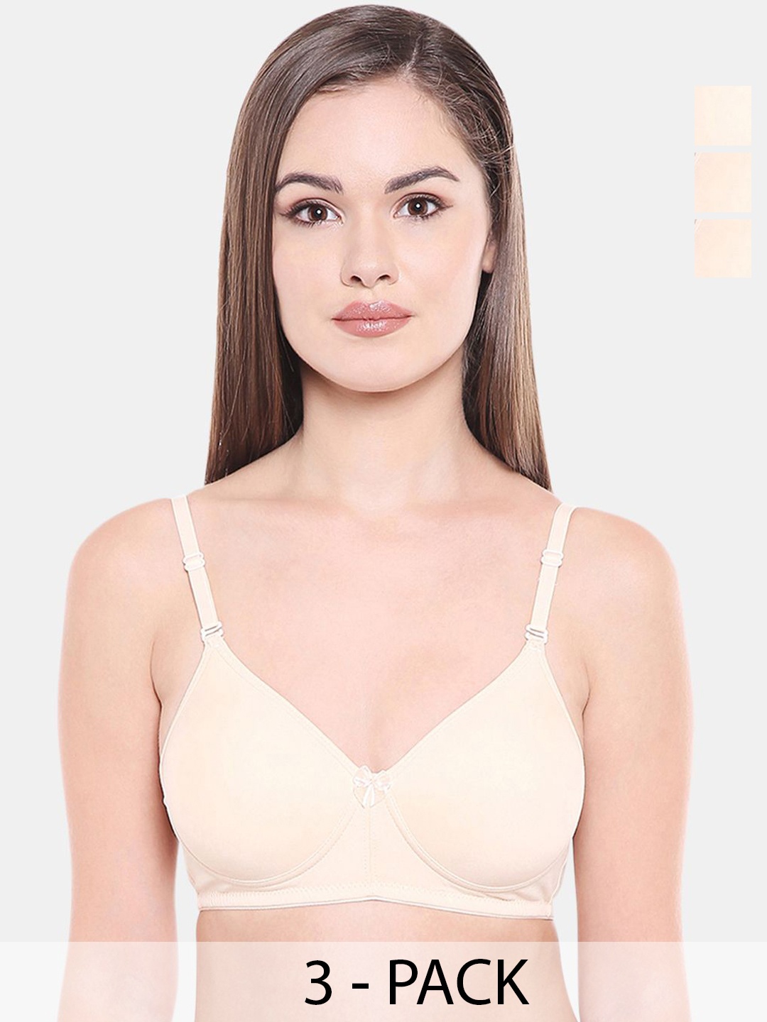 

Bodycare Pack of 3 Full Coverage Seamless T-Shirt Bra, Beige