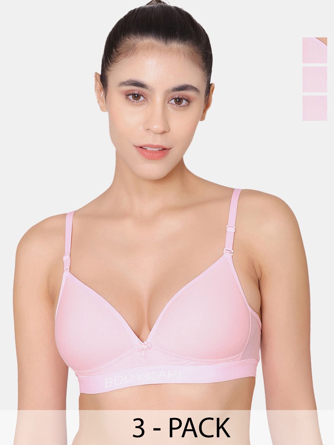 

Bodycare Pack of 3 Full Coverage Heavily Padded Bra, Pink