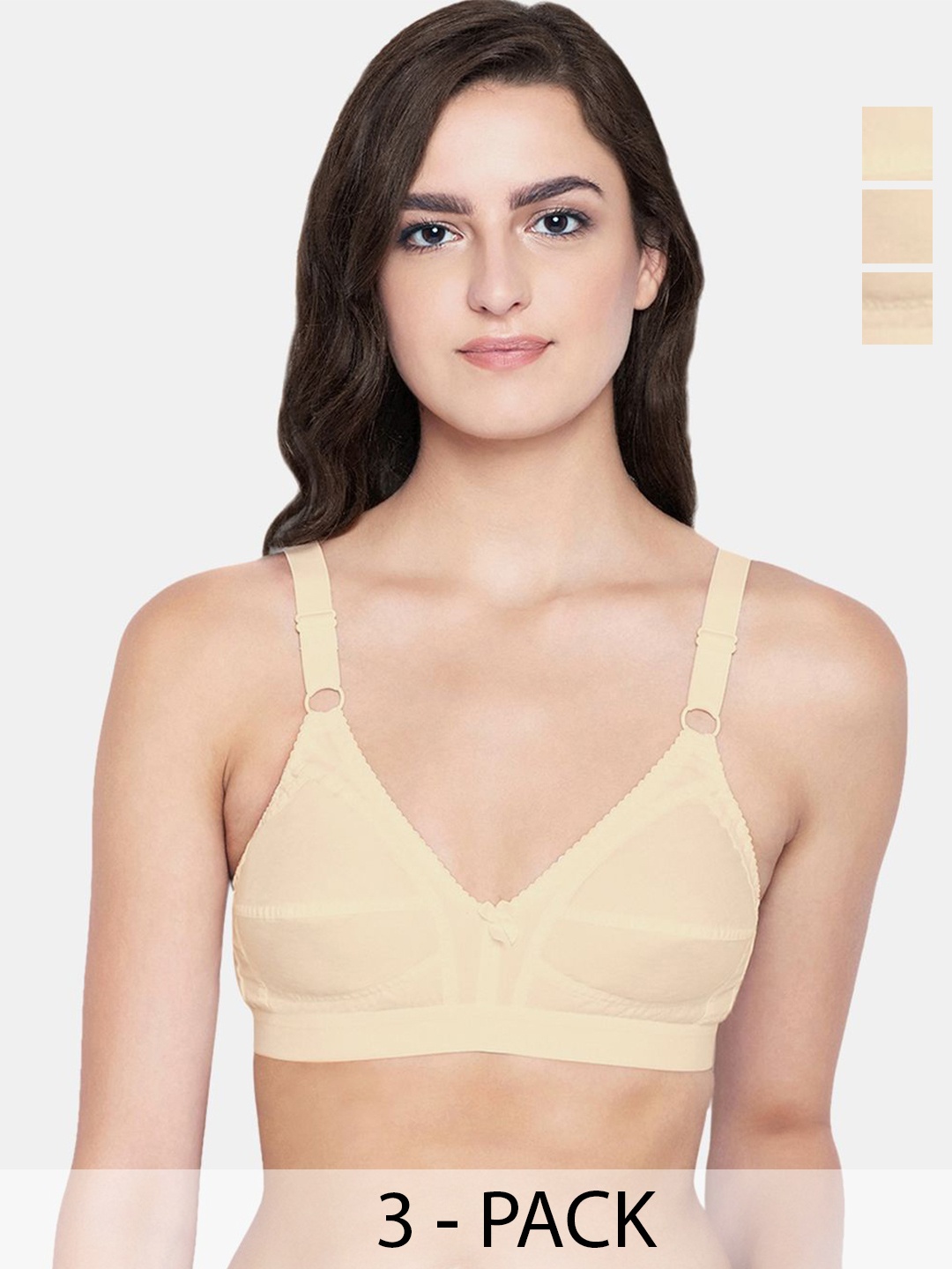 

Bodycare Full Coverage Lightly Padded T-Shirt Bra Pack of 3, Beige